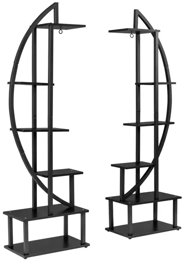 6-Tier Half Moon Plant Stand Set of 2, Outdoor & Indoor Flower Display