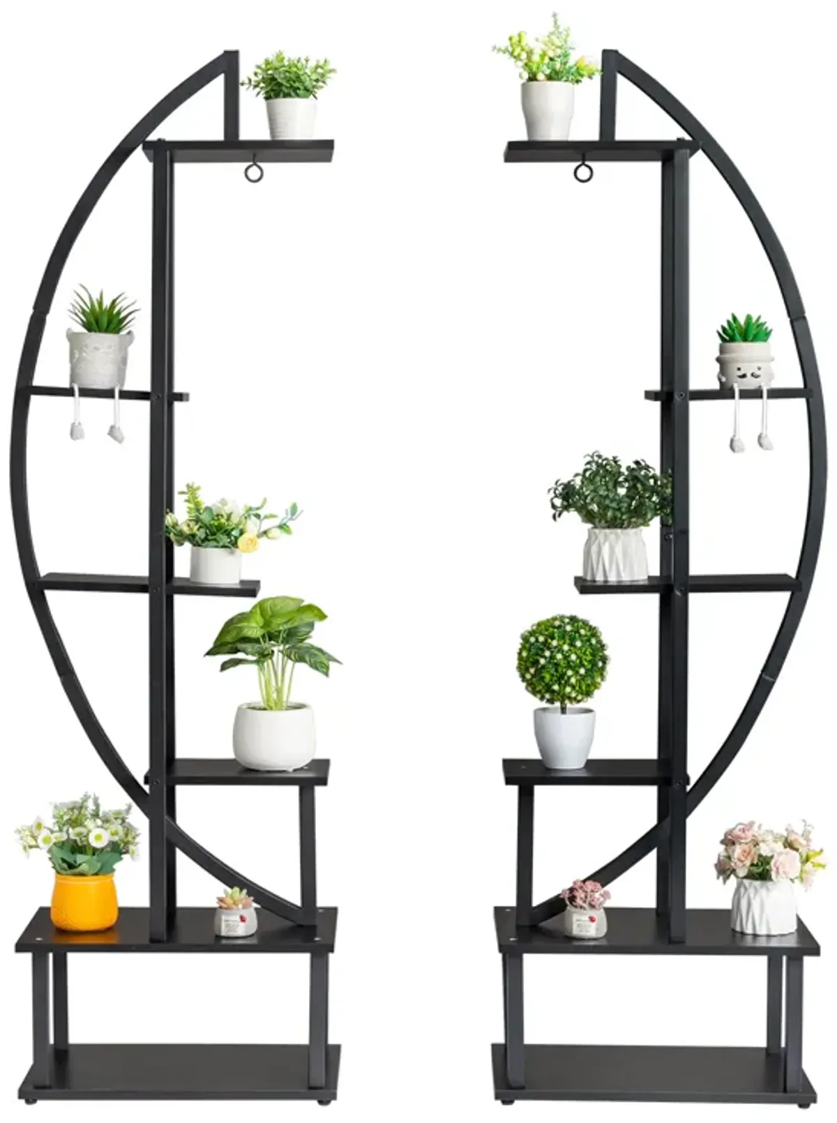 6-Tier Half Moon Plant Stand Set of 2, Outdoor & Indoor Flower Display