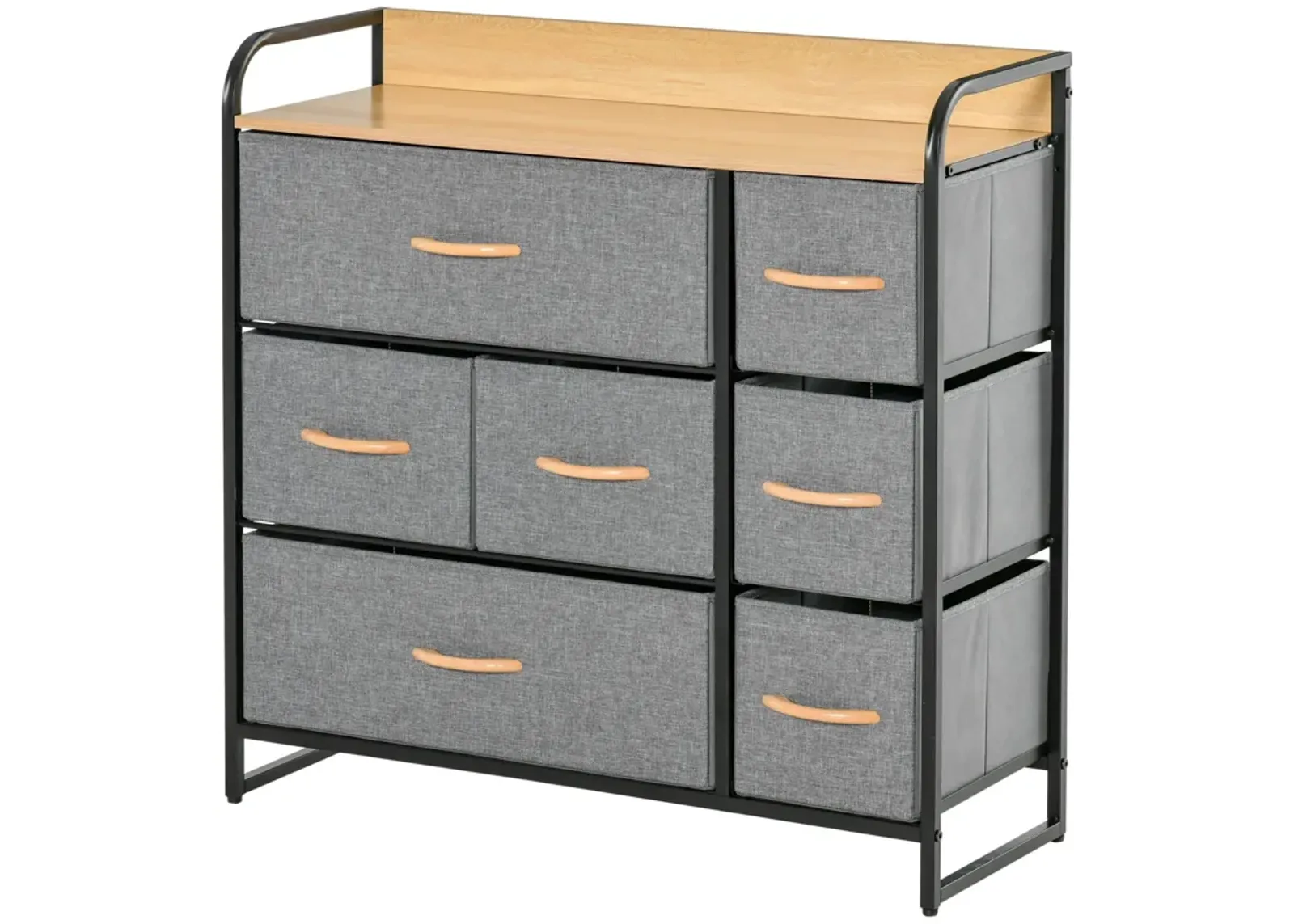 Light Gray Entryway Storage: 7-Drawer Fabric Chest with Steel Frame