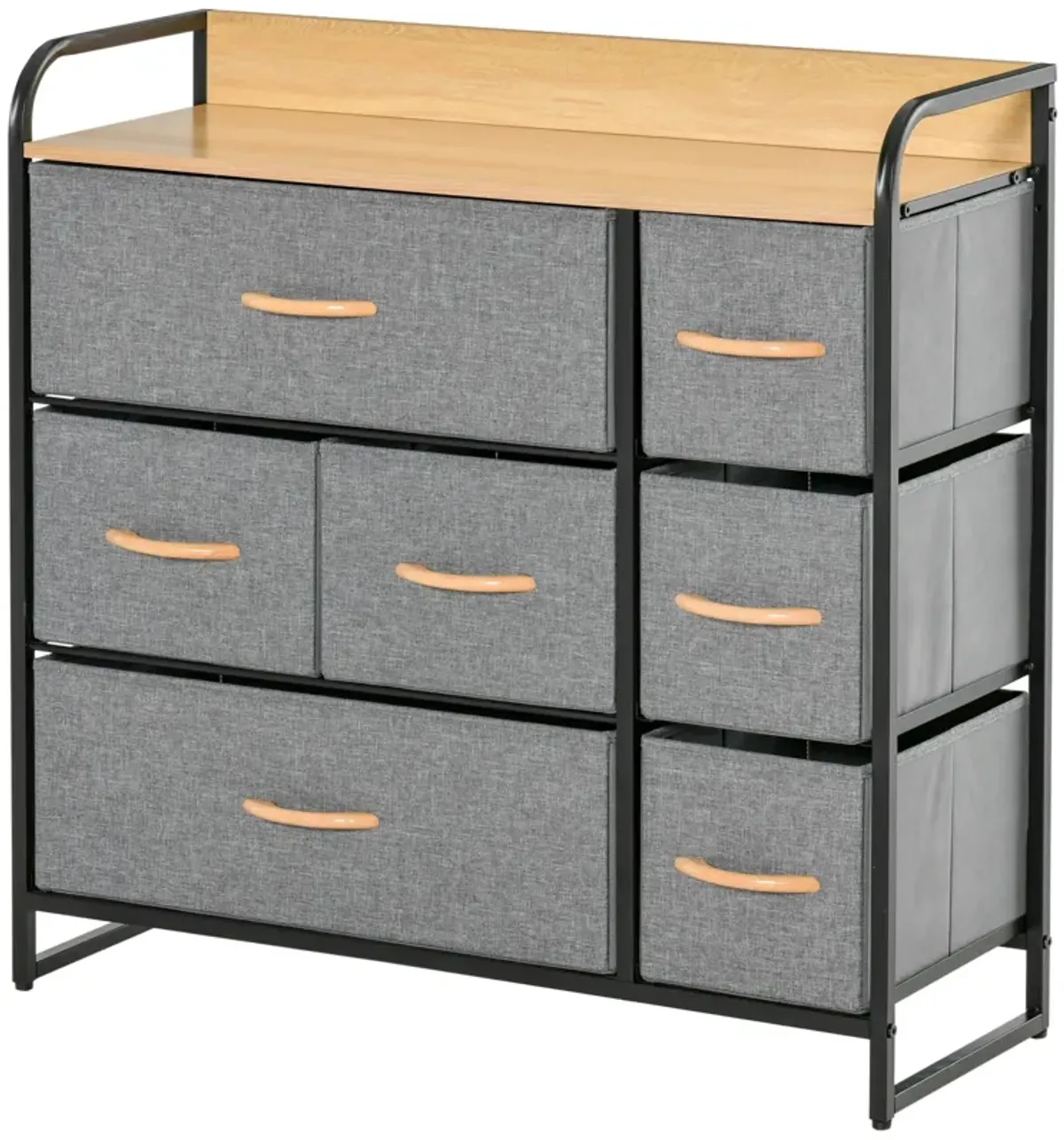 Light Gray Entryway Storage: 7-Drawer Fabric Chest with Steel Frame