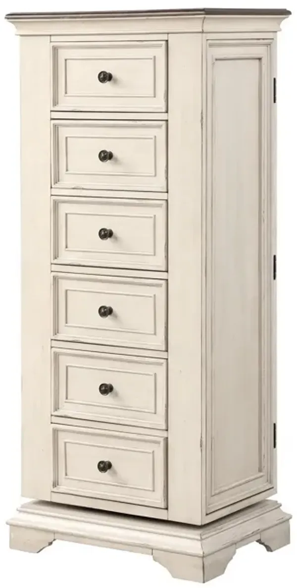 Benjara Maia 64 Inch Tall Swivel Dresser Chest, Mirror, Velvet Lined Drawers, White, Brown, Black