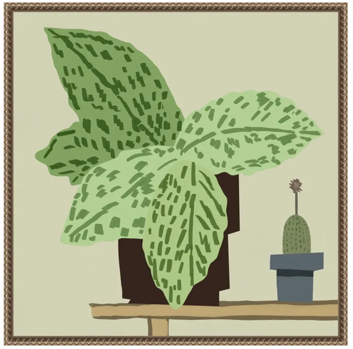 Large Leafy Plant by Little Dean Framed Canvas Wall Art