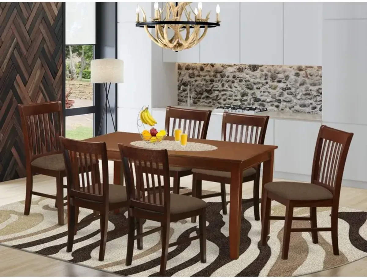 East West Furniture DUNO7-MAH-C 7 PC Dinette Table set for 6-Dinette Table and 6 dinette Chairs