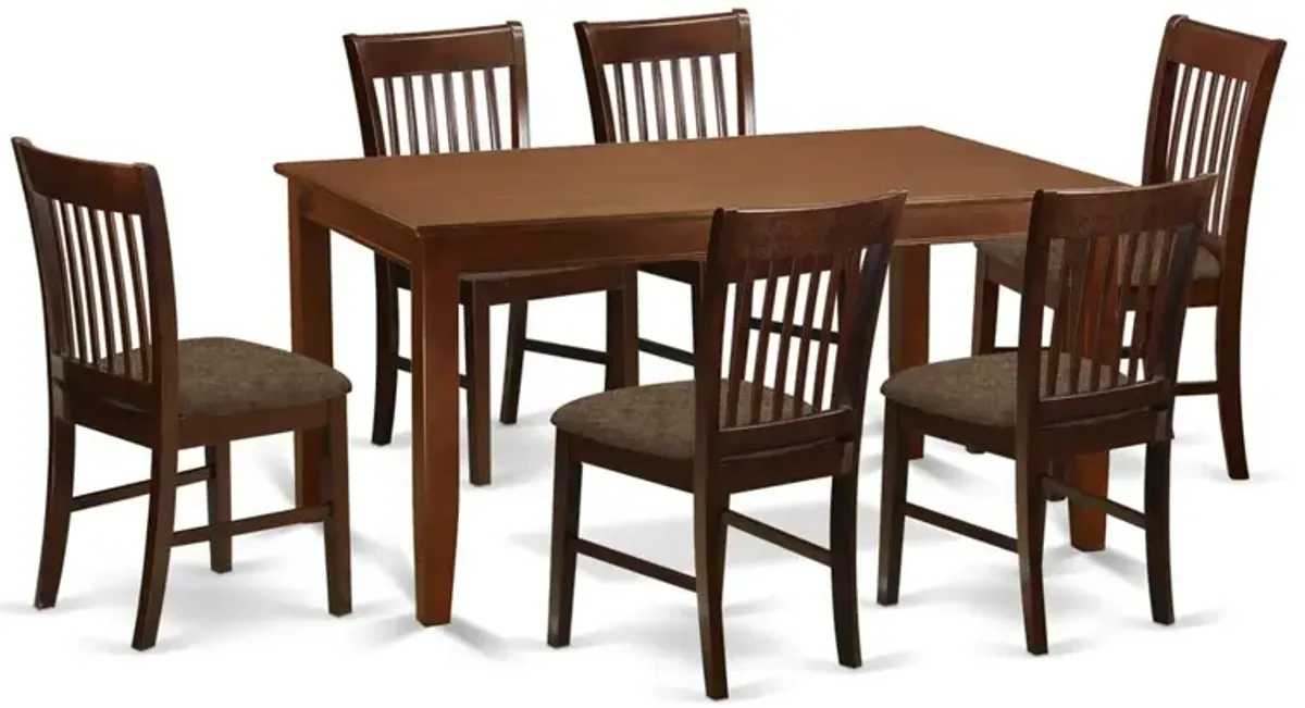 East West Furniture DUNO7-MAH-C 7 PC Dinette Table set for 6-Dinette Table and 6 dinette Chairs