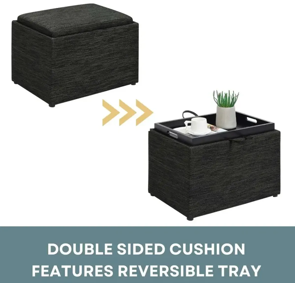 Convience Concept, Inc. Designs4Comfort Accent Storage Ottoman with Reversible Tray