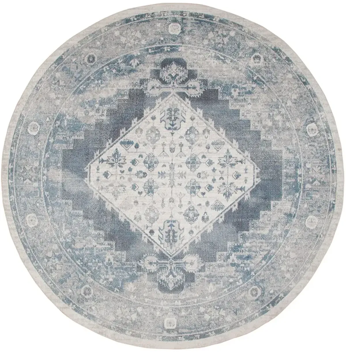 Astra Machine Washable ASW11 Blue/Ivory 7'10" x Round Rug