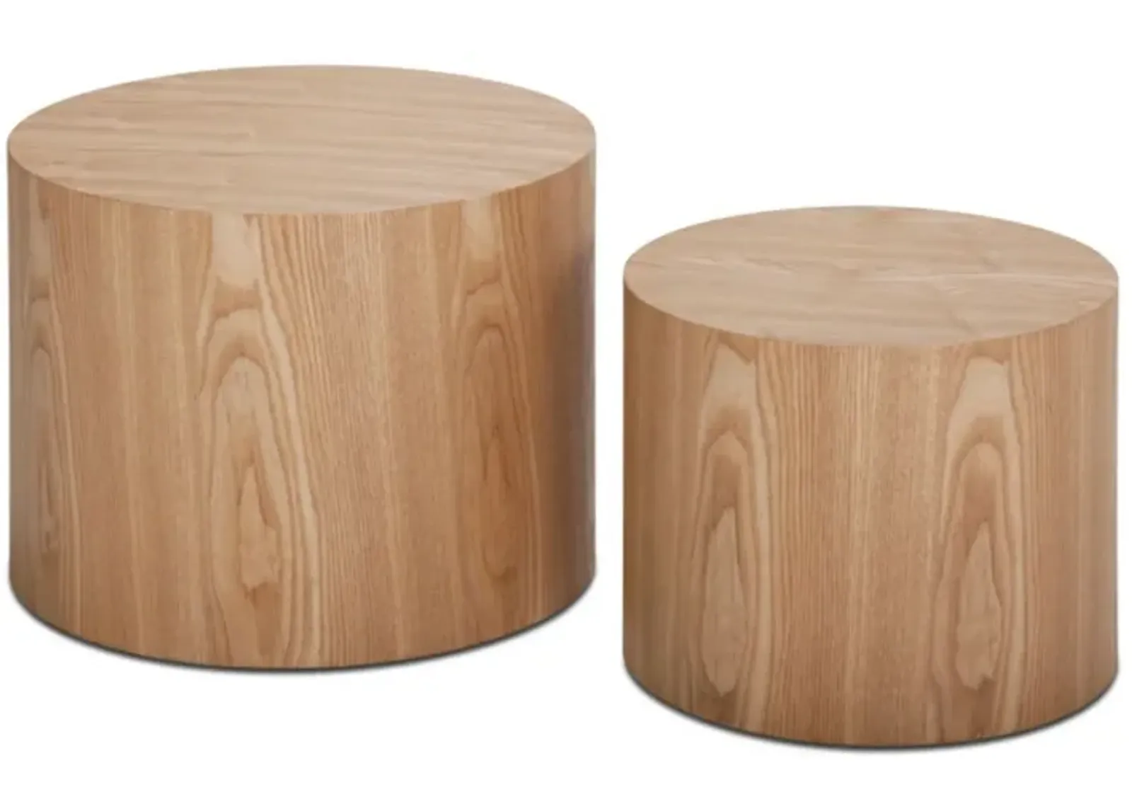 MDF Side Table Set of 2 Coffee End Table Veneer Natural Oak Finish for Living Room Office Bedroom