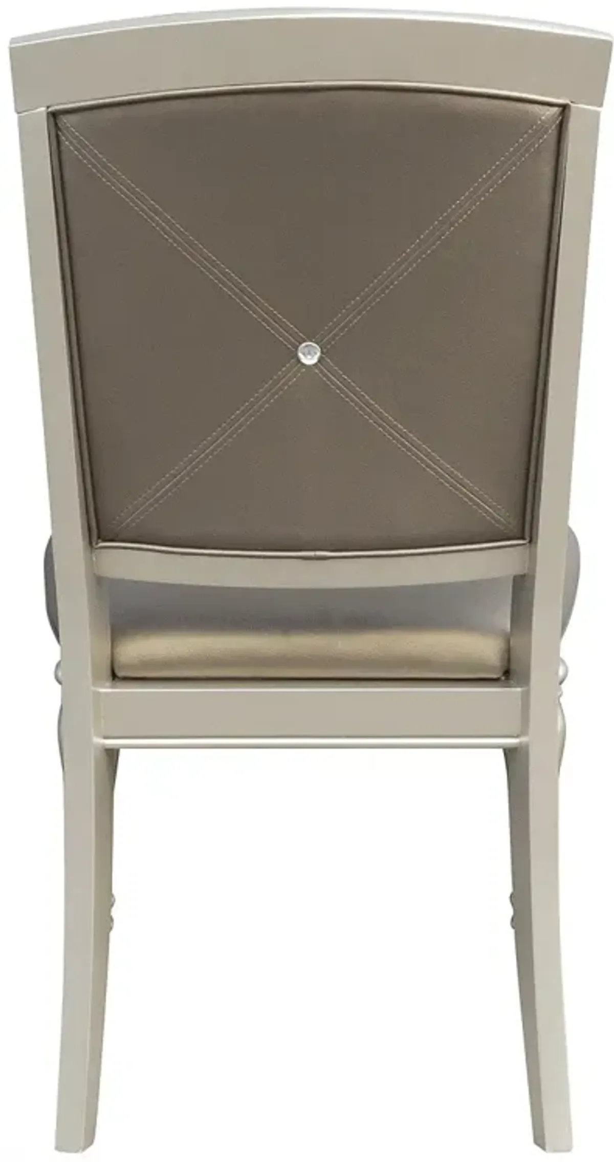 Silver Finish Crystal Tufted Upholstered Dining Chairs