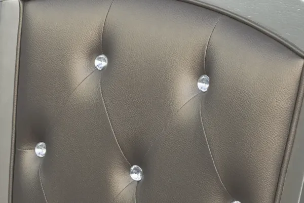 Streamdale Silver Finish Crystal Tufted Upholstered Dining Chairs