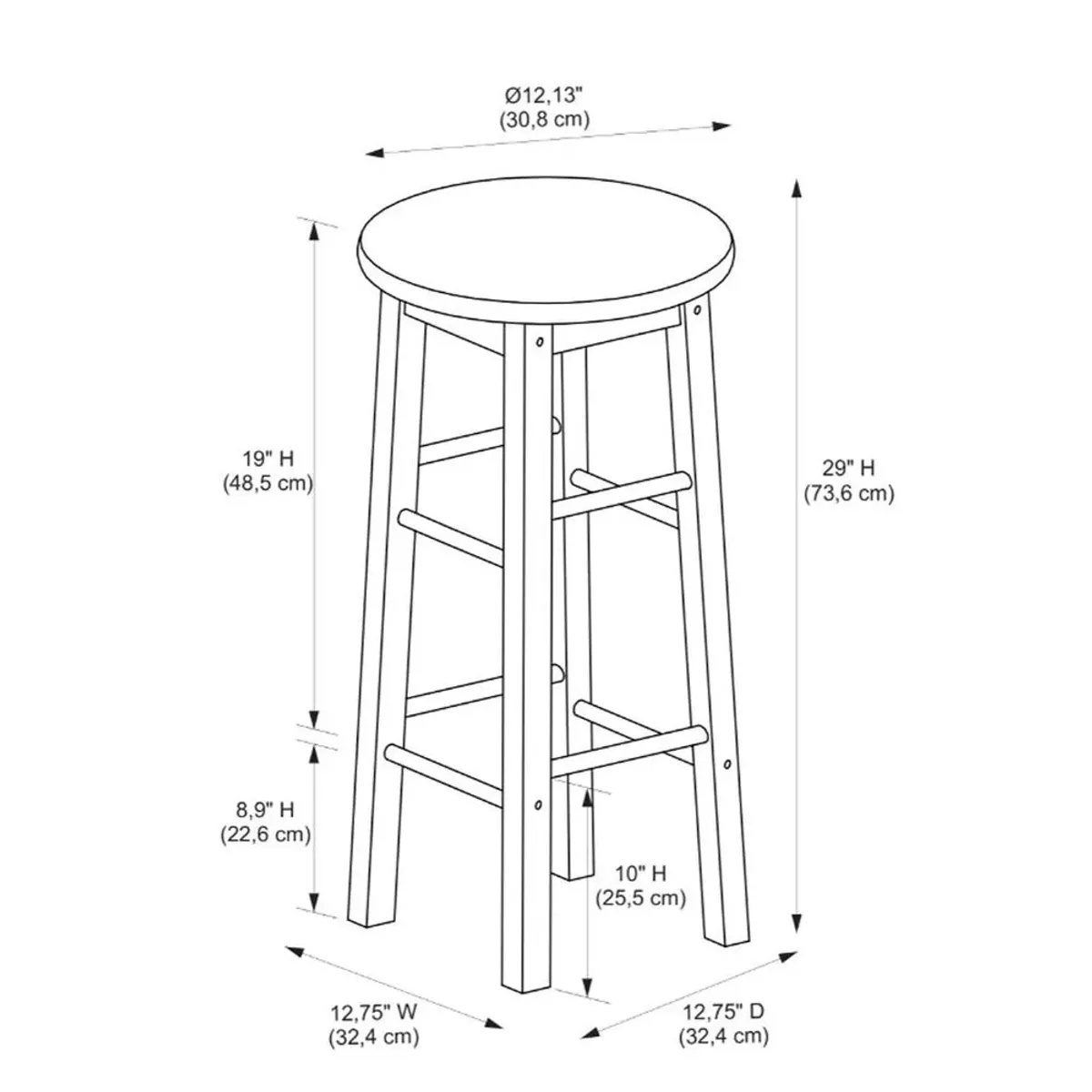 Linon 29 Inches Barstool With Round Seat