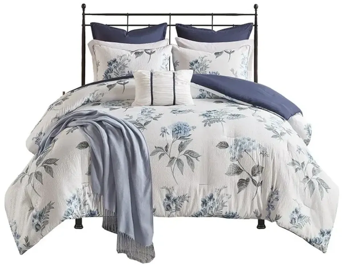 Belen Kox Zennia 7 Piece Printed Seersucker Comforter Set with Throw Blanket, Belen Kox