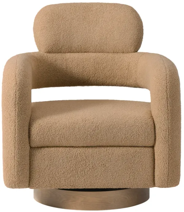 WestinTrends Mid-Century Modern Sherpa Swivel Barrel Accent Chair