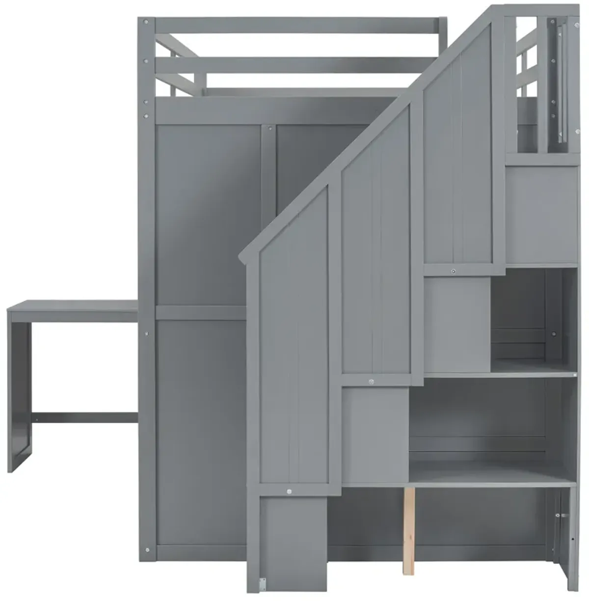 Merax Storage Loft Bed with Wardrobe,Desk and Shelves