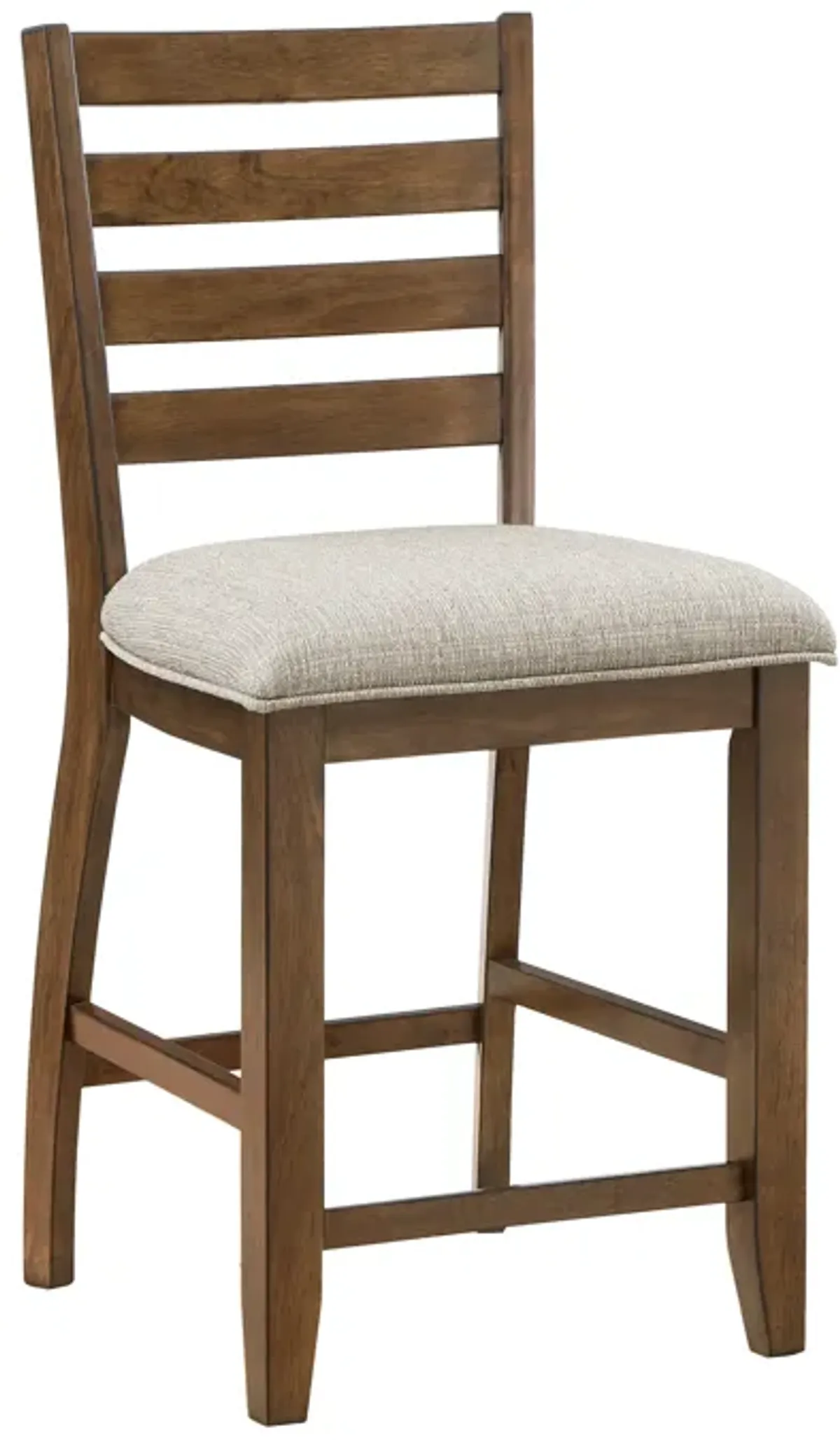 Trea 26 Inch Counter Height Chair, Ladder Back, Polyester, Cherry, Set of 2 - Benzara