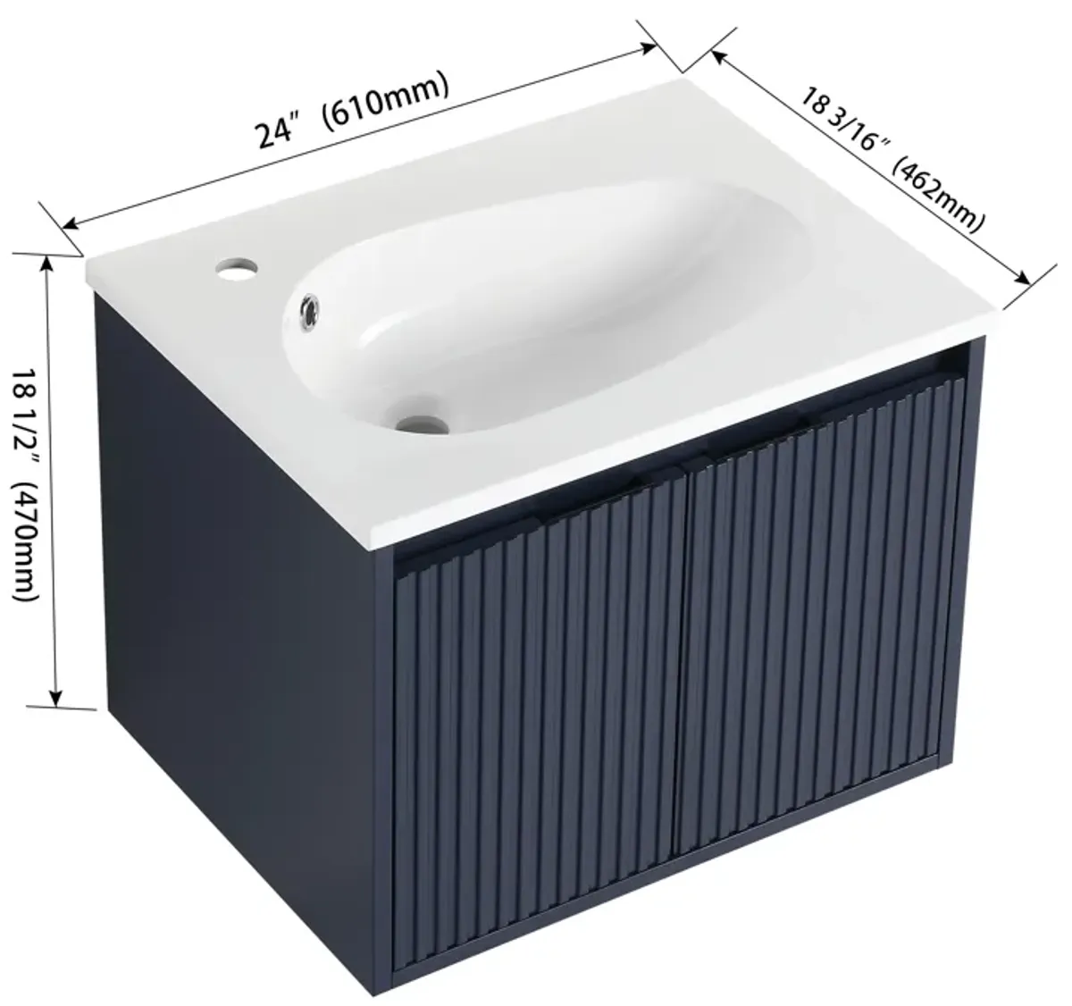 Gewnee  24" Stylish Wall-Mounted Bathroom Vanity with Drop-Shaped Resin Sink