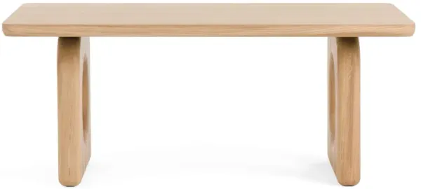 Cid Ashi 47 Inch Coffee Table, Rectangular Top, Brown Solid Oak Wood Frame - Benzara