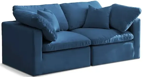 Meridian Furniture Plush Navy Velvet Standard Comfort Modular Sofa