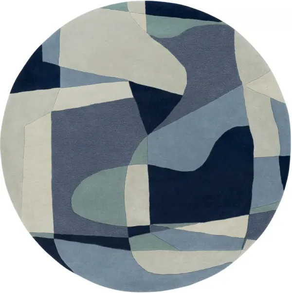Forum FM-7195 4' Round Blue Rug