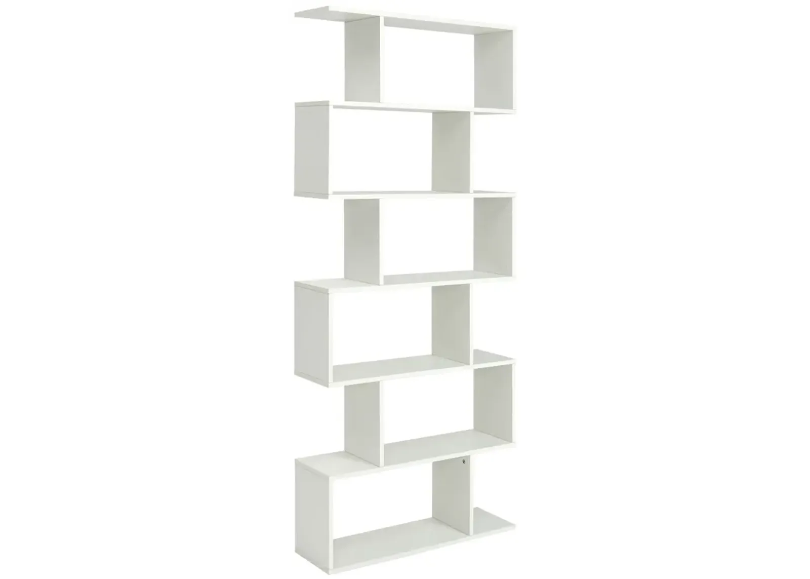 6 Tier S-Shaped Bookshelf Storage Display Bookcase Decor Z-Shelf