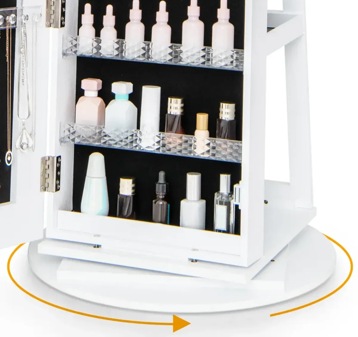 Standing Jewelry Cabinet with Adjustable LED Lights