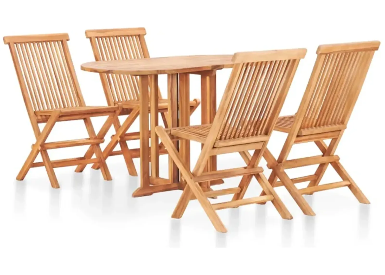 vidaXL 5 Piece Folding Outdoor Dining Set Solid Teak Wood