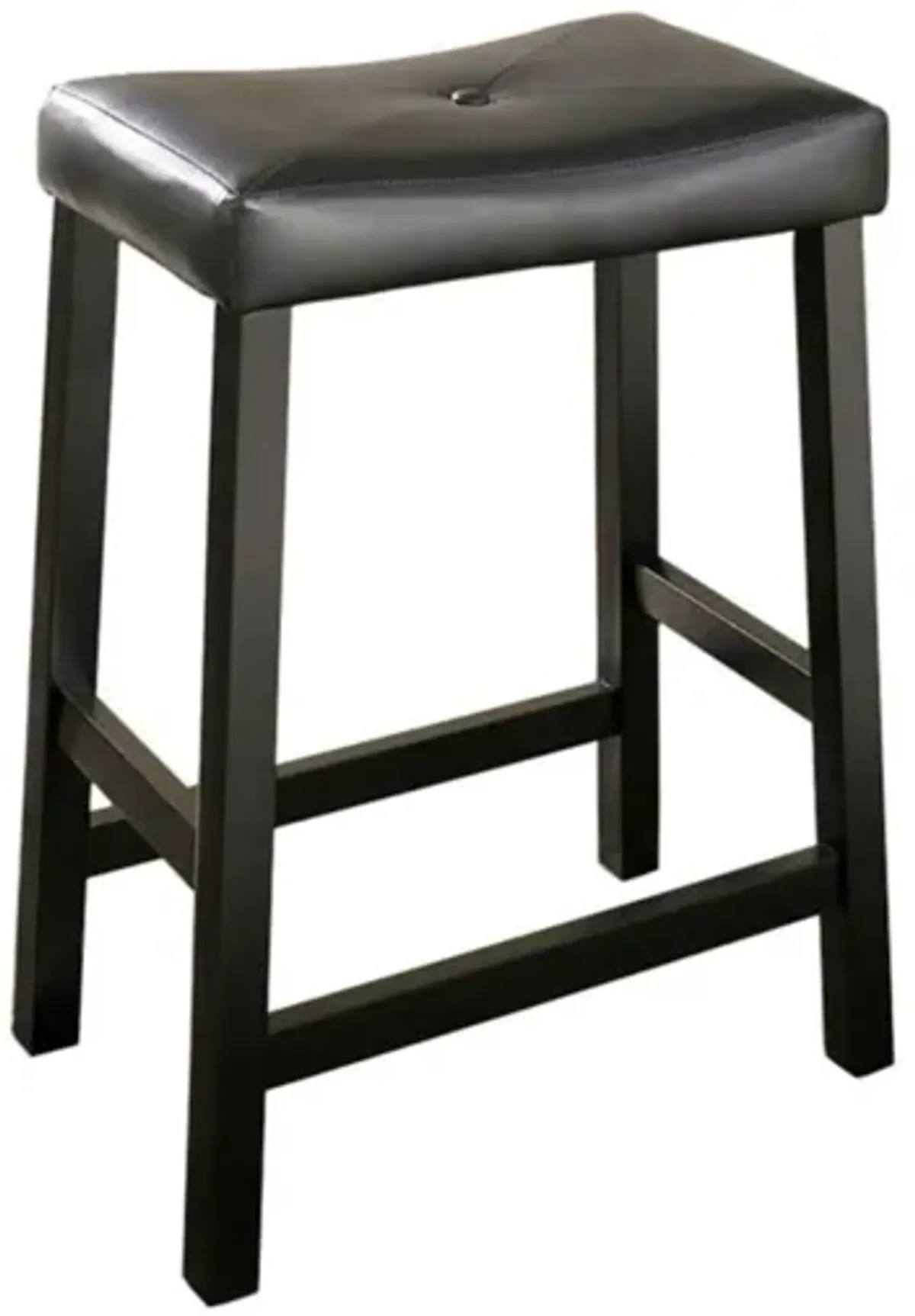 Upholstered Saddle Seat 2Pc Counter Stool Set Black/Black - 2 Stools