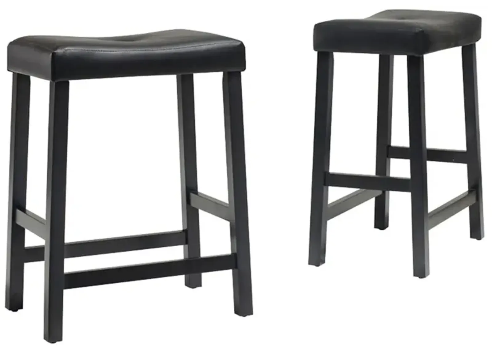 Upholstered Saddle Seat 2Pc Counter Stool Set Black/Black - 2 Stools