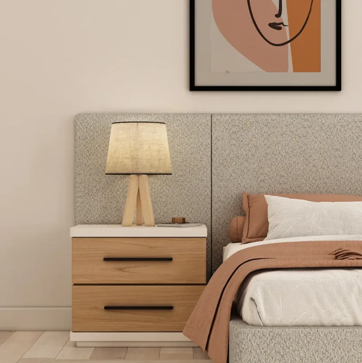 Portico King Upholstered Bed with End Panel