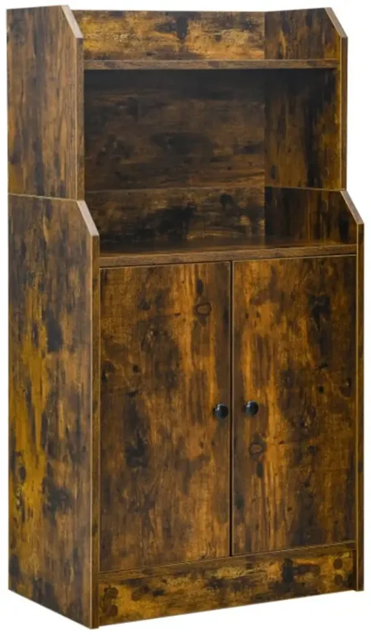 Hivvago Storage Cabinet Bookcase with Doors and Display Shelf-Rustic Brown