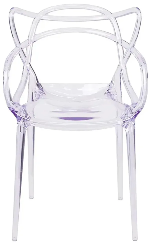Contemporary Acrylic Open Back Dining Arm Chair – Transparent Seating