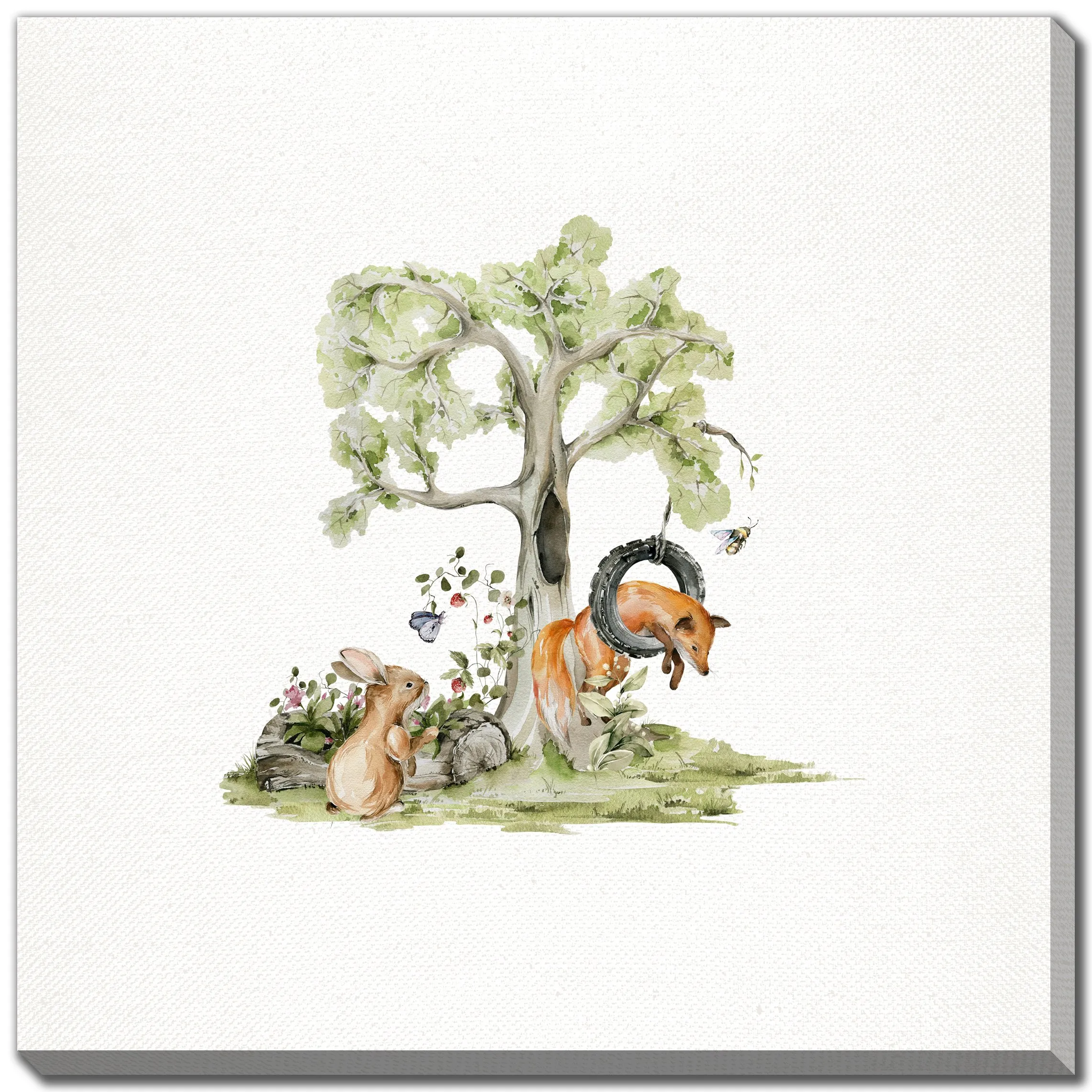 Playful Fox And Curious Bunny