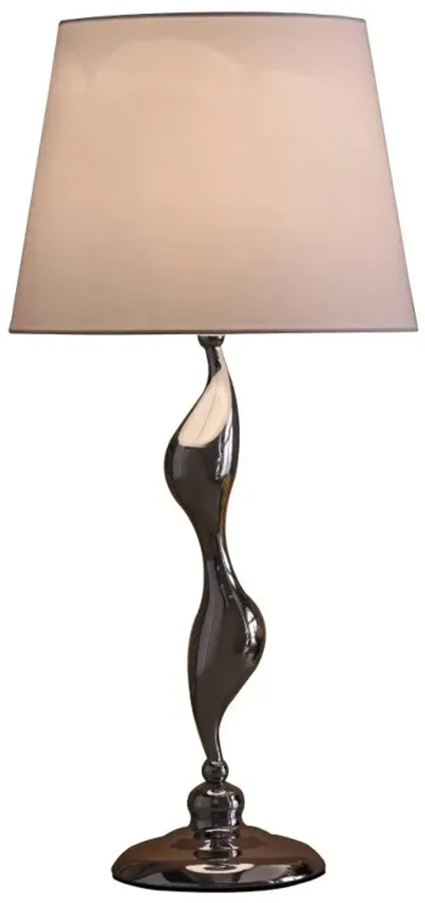 Hivvago 24" Silver Bedside Table Lamp With White Empire Shade