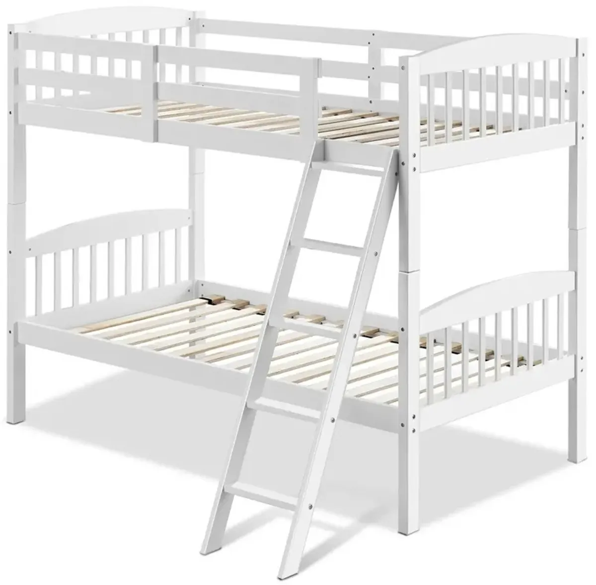 Hardwood Twin Bunk Beds with Individual Kid Bed Ladder