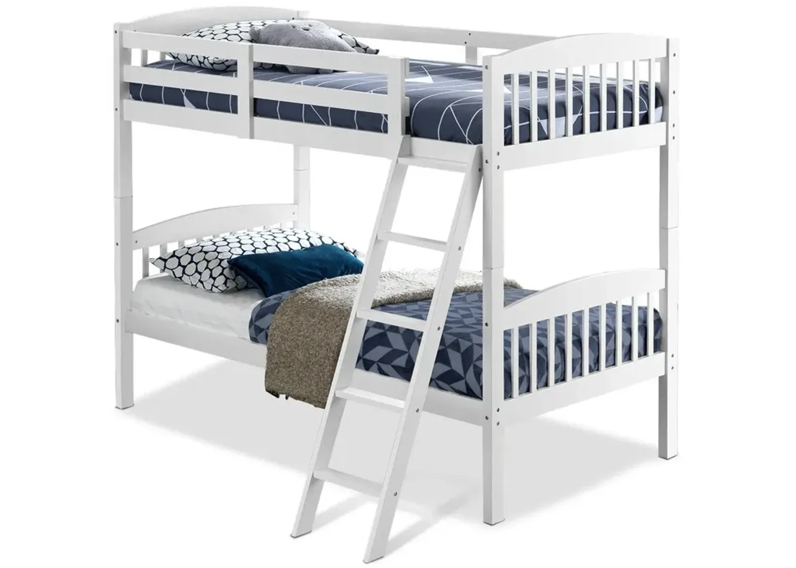 Hardwood Twin Bunk Beds with Individual Kid Bed Ladder