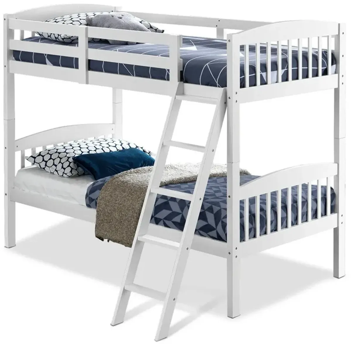 Hardwood Twin Bunk Beds with Individual Kid Bed Ladder