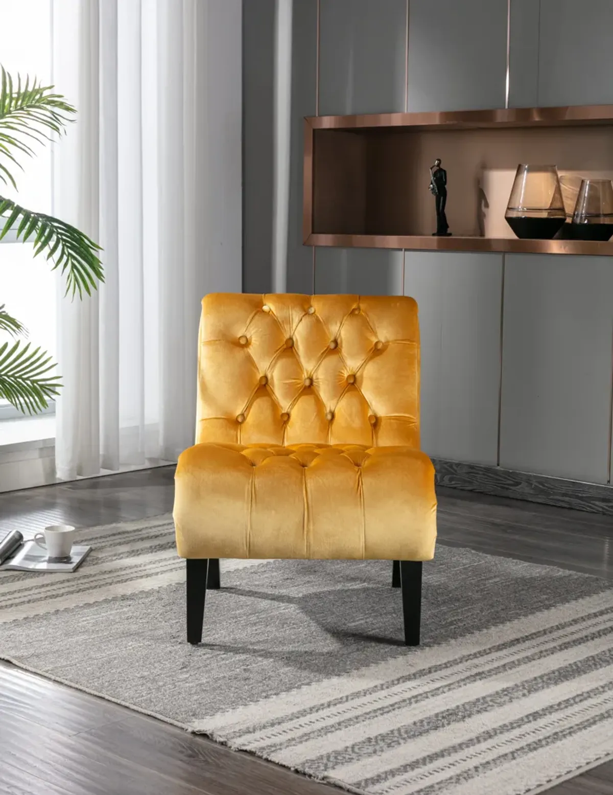 Merax Modern Velvet Armless Accent Chair