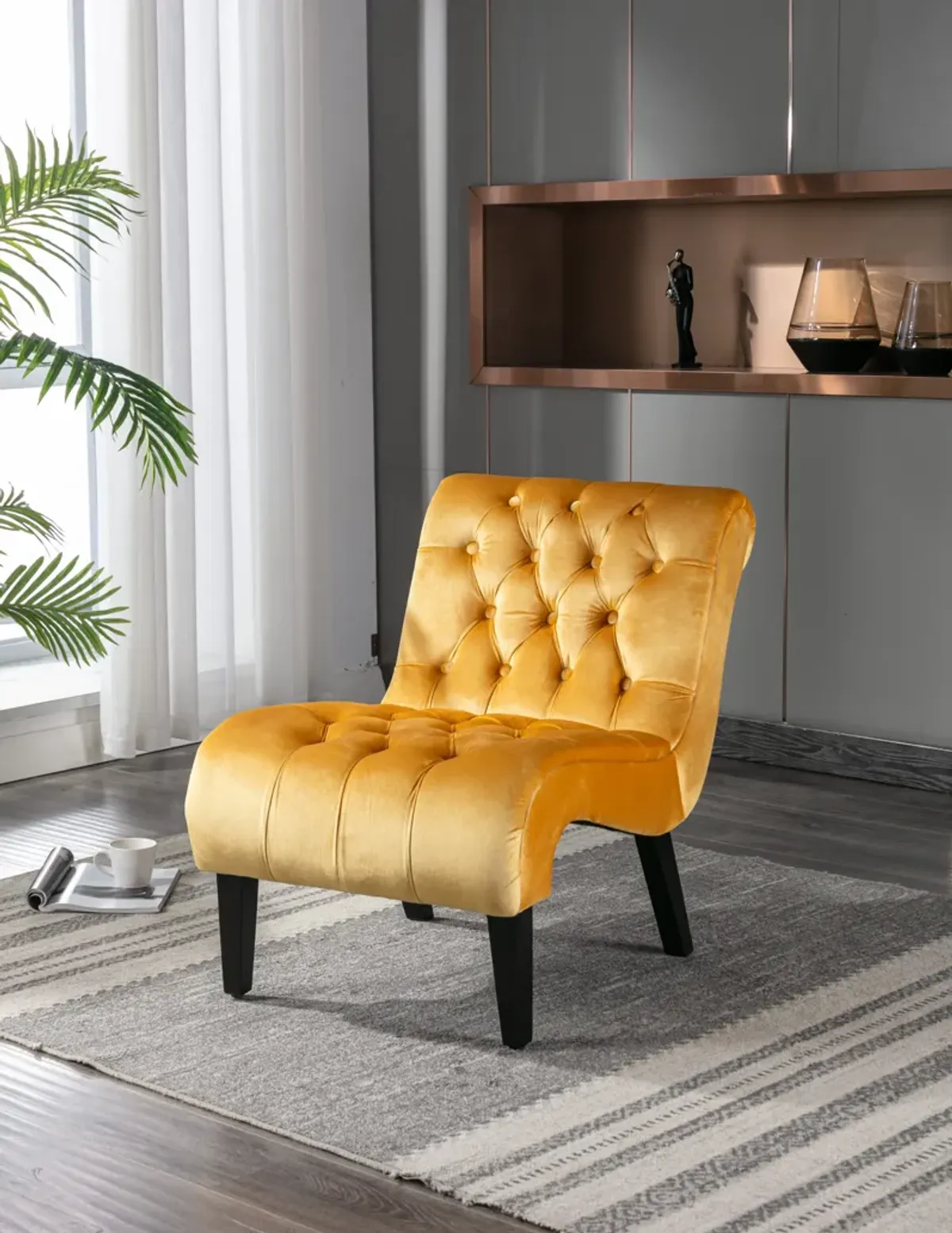 Merax Modern Velvet Armless Accent Chair