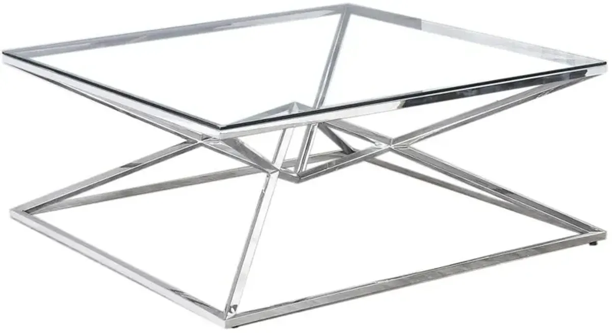 Best Master Furniture 39 Modern Tempered Glass Coffee Table in Silver