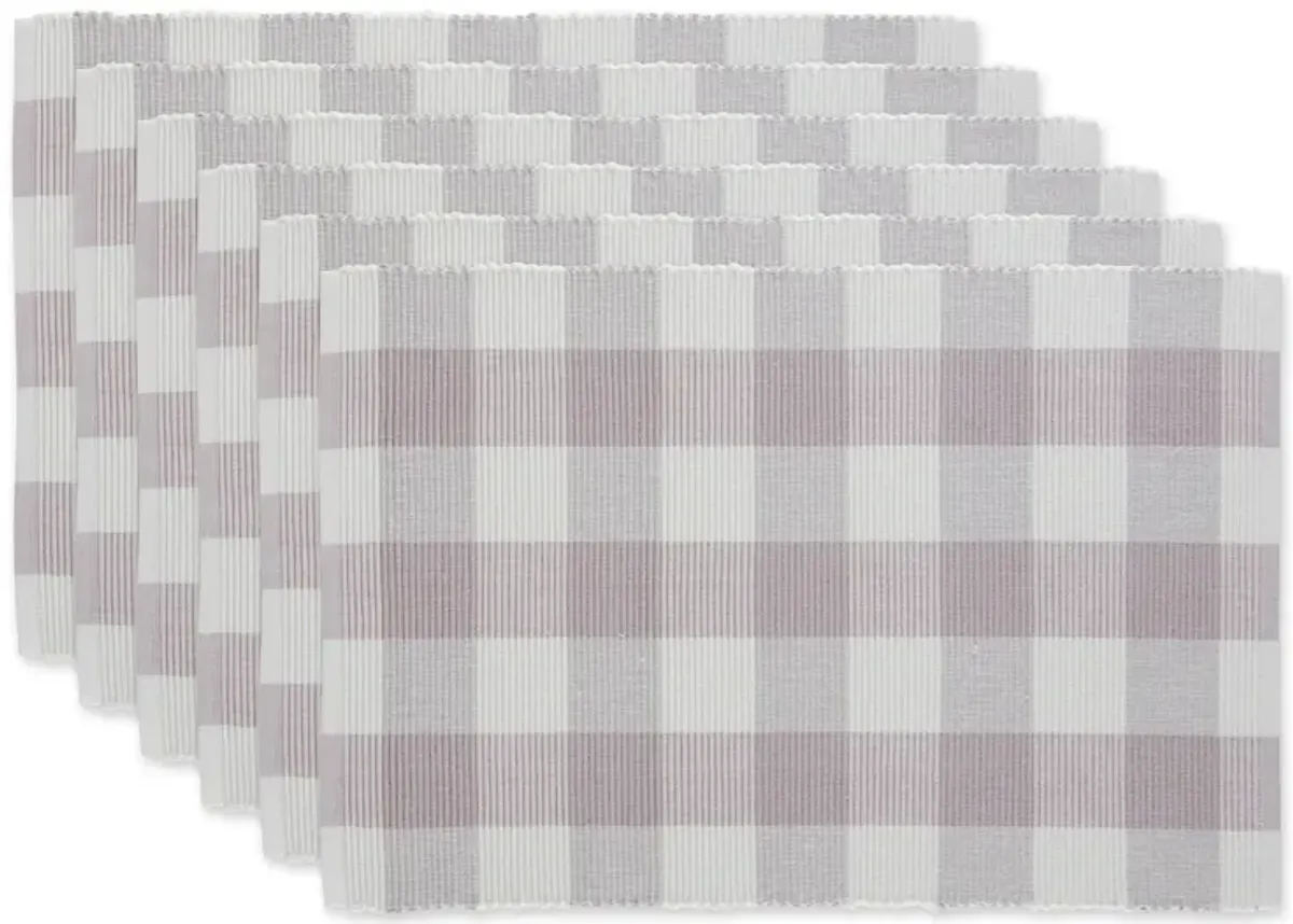 Set of 6 Pink and White Decorative Placemats  19"