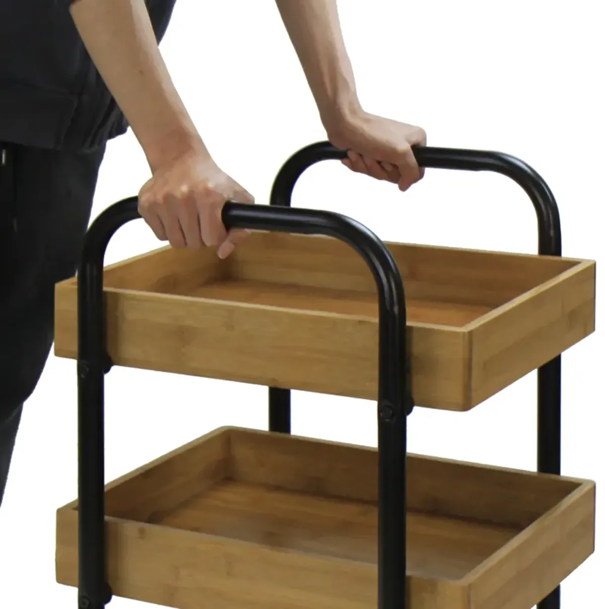 Oceanstar Portable Storage Cart with 3 Easy Removable Bamboo Trays