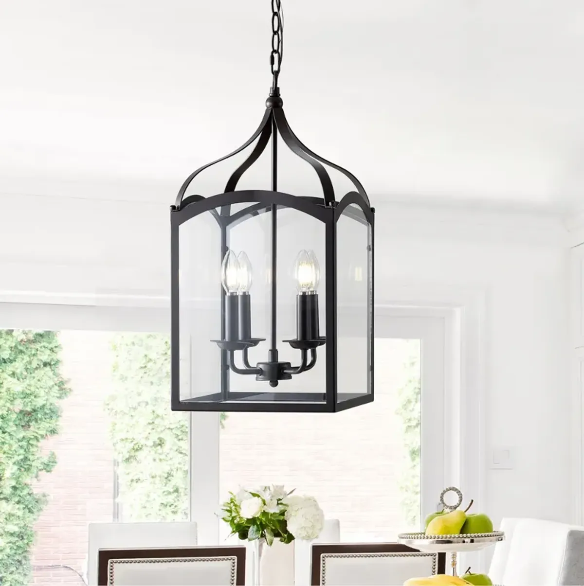 Ruth 4-light Traditional Classic Lantern Metal/Glass LED Pendant