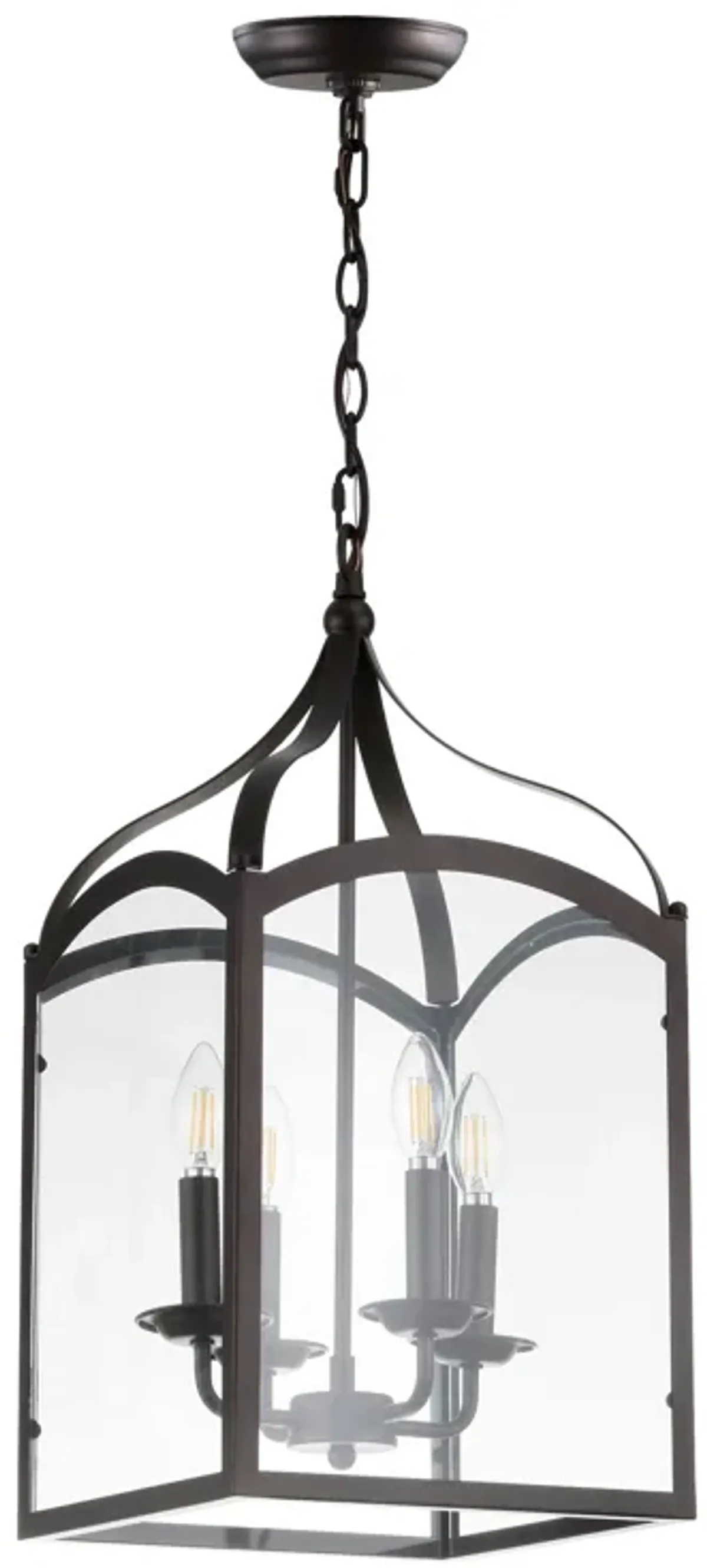 Ruth 4-light Traditional Classic Lantern Metal/Glass LED Pendant