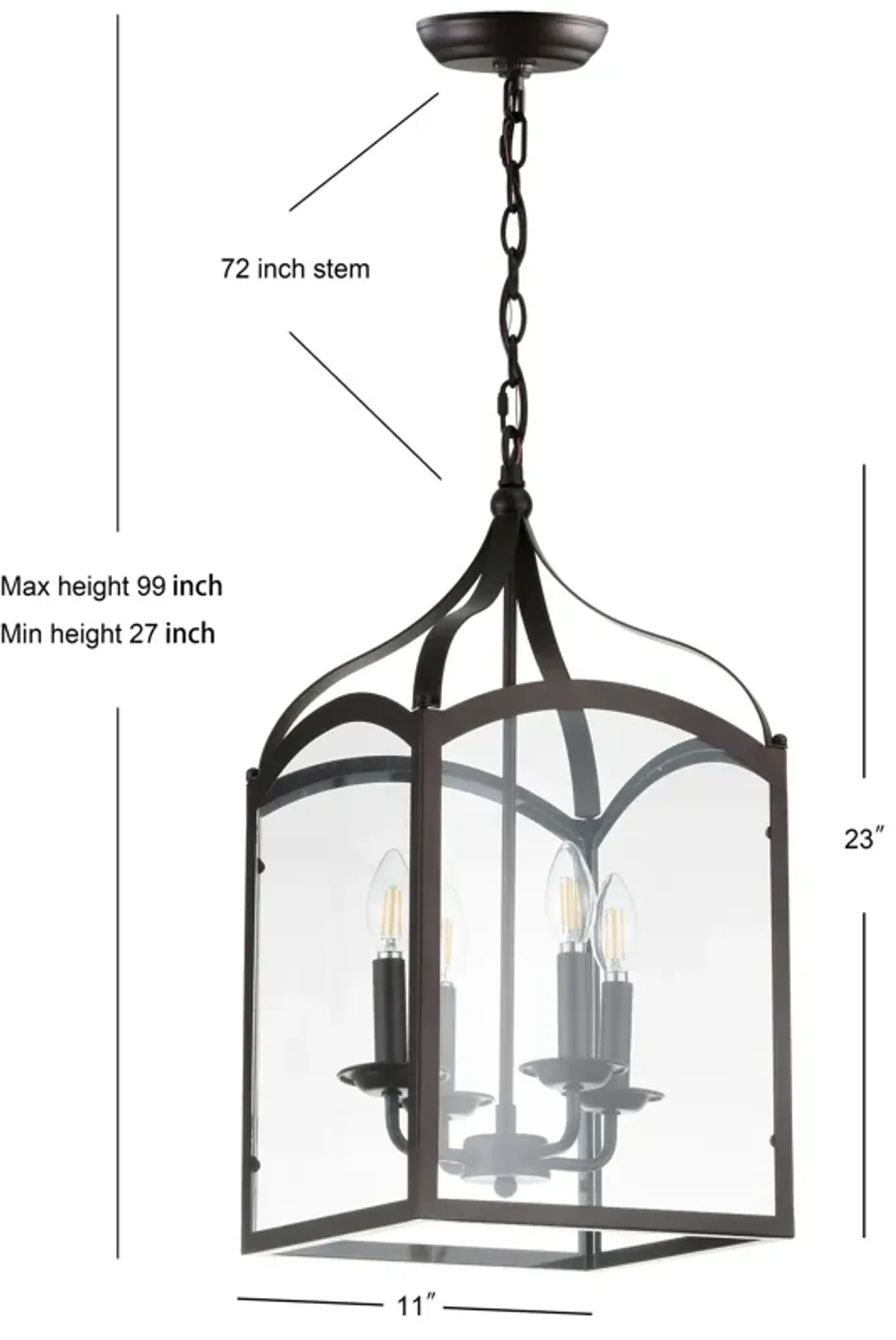 Ruth 4-light Traditional Classic Lantern Metal/Glass LED Pendant