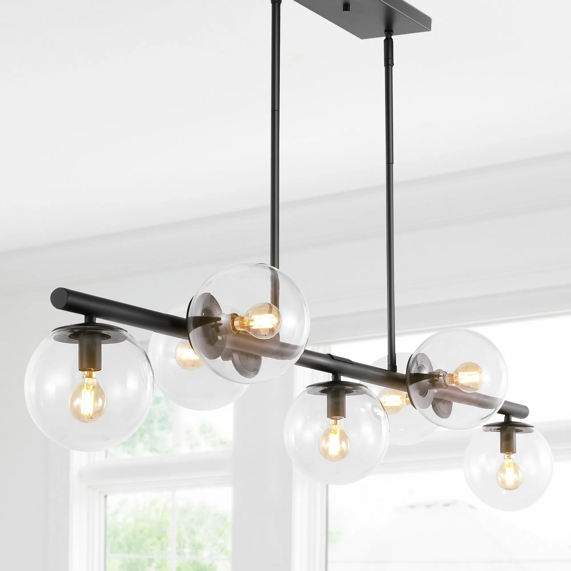 Luca Parisian Modern Glam Iron Globe Linear LED Pendant