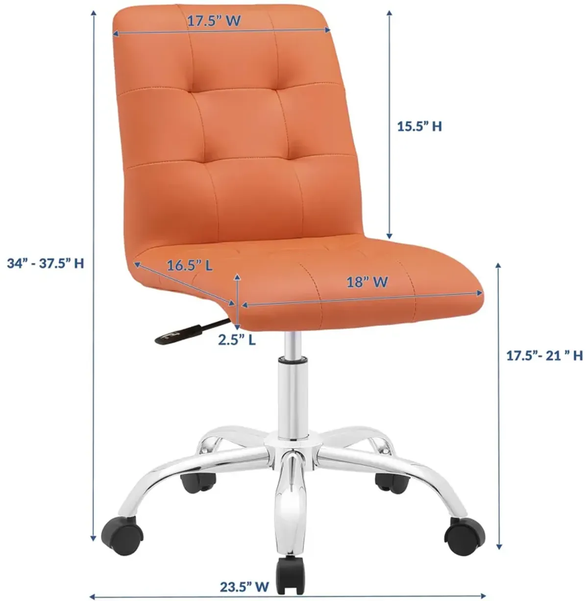 Modway Furniture - Prim Armless Mid Back Office Chair Orange