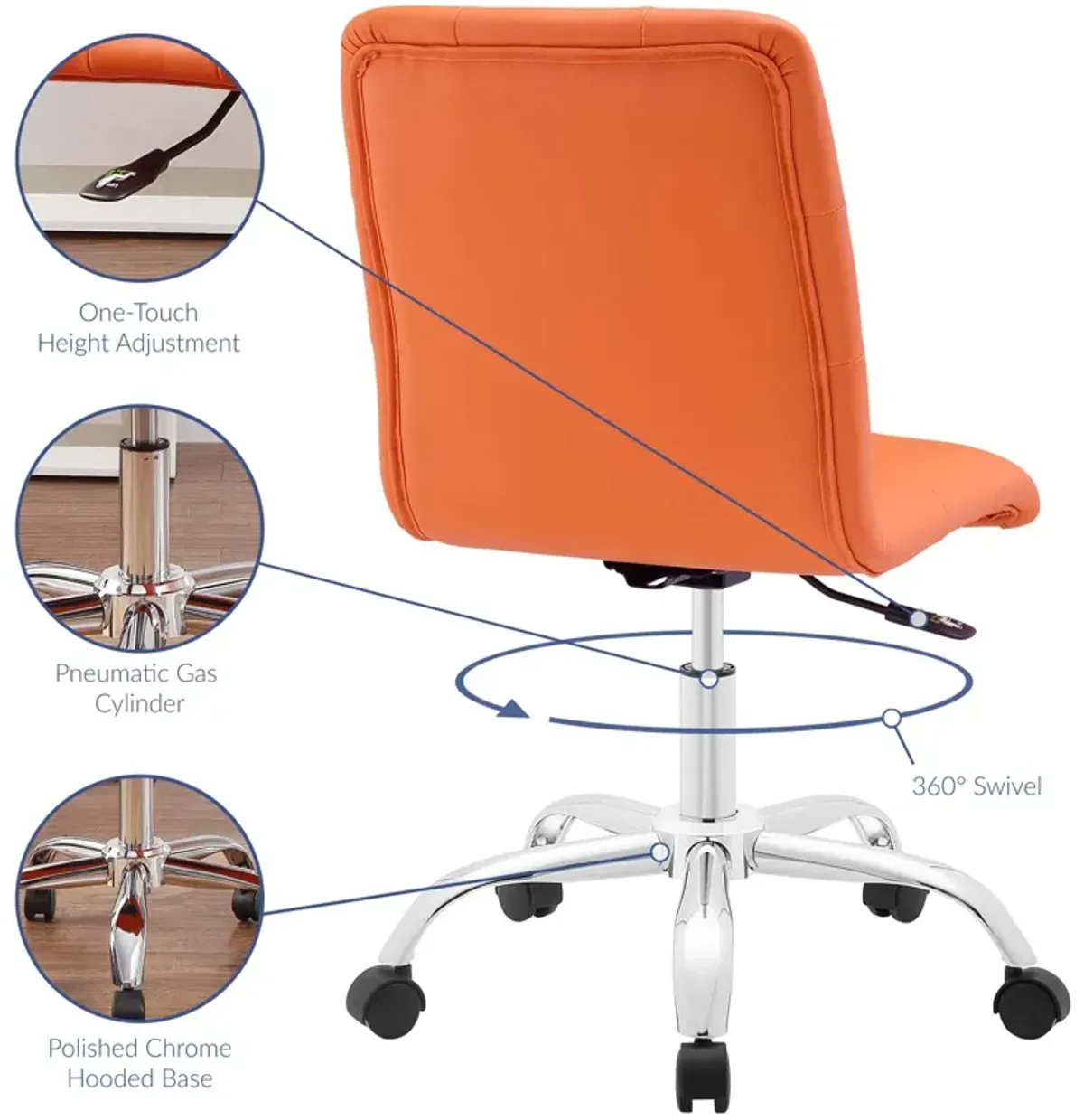 Modway Furniture - Prim Armless Mid Back Office Chair Orange