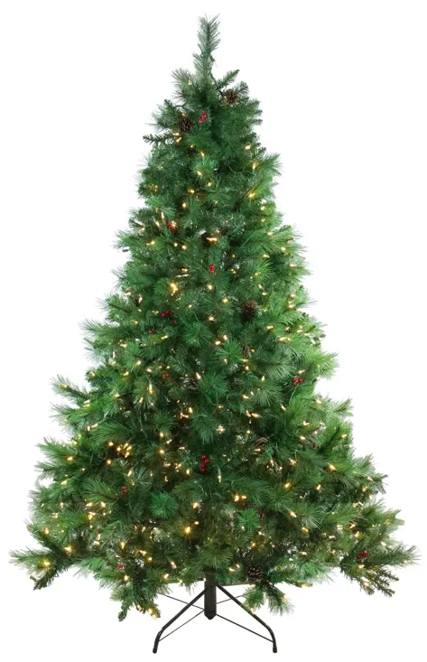 7.5' Pre-Lit Full Denali Mixed Pine Artificial Christmas Tree - Dual LED Lights