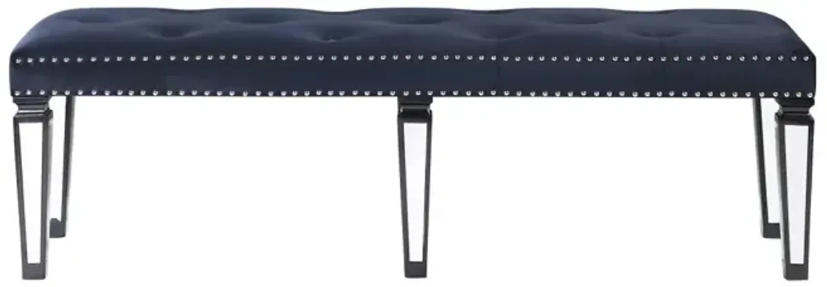 Varian II Bench In Black Velvet & Black & Silver Finish