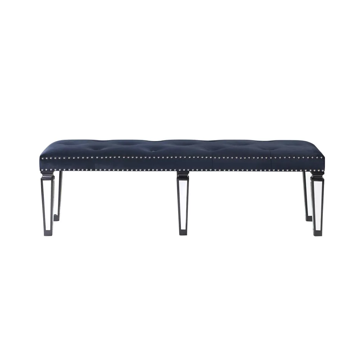 Varian II Bench in Black Velvet & BLACK & SILVER FINISH