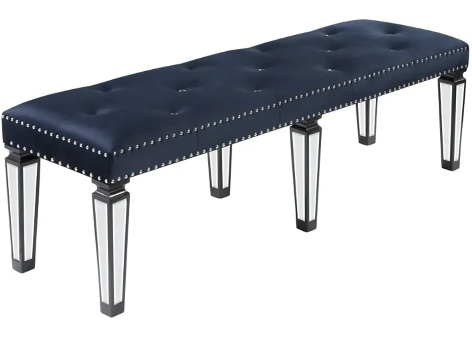 Varian II Bench In Black Velvet & Black & Silver Finish